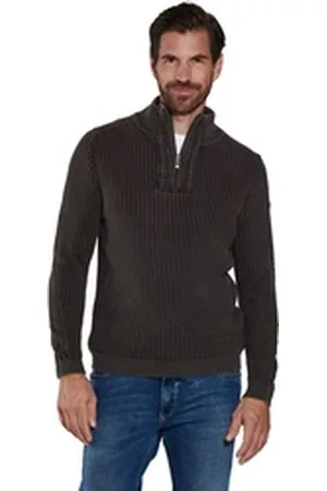 ENGBERS Stehkragenpullover Pullover mit Troyerkragen braun XXL