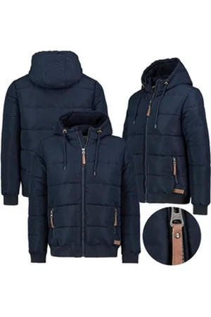Eight2Nine Steppjacke Herren Winter Jacke Steppjacke Kapuzenjacke Stehkragen Warm Gesteppt blau S