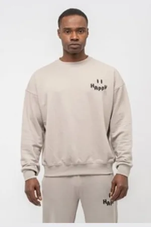 Tom Barron Freizeitanzug Mens Oversize Happy Print Sport Sweatshirt, mit sportivem Design grau xl