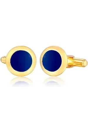 Kuzzoi Manschettenknöpfe Basic Rund Klassik Geo Emaille Blau 925 Silber, Kreis goldfarben