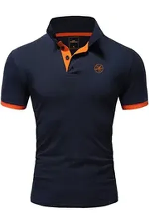 amaci Poloshirt MEMPHIS Basic Kontrast Polo Shirt blau|orange|schwarz 4XL