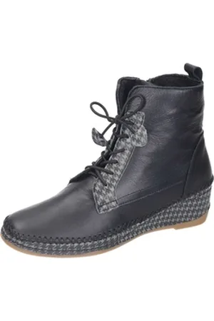 Manitu Stiefeletten Schnürstiefelette aus echtem Leder schwarz 40 EU