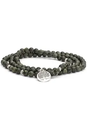 BODHI Wickelarmband Mala Wickel-Armband mit grünem Serpentinit, Modeschmuck