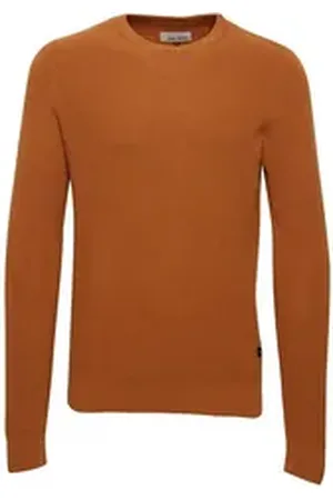 Blend Strickpullover Rundhals Strickpullover Basic Langarm Sweater Cotton Knitted Sweater - H-4349 braun|grau XXL