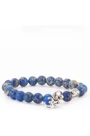 BODHI Perlenarmband Mala Armband mit blauem Jaspis, Modeschmuck