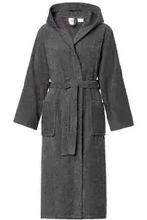 Ladeheid Bademantel Damen Frottee Bademantel aus 100% Bio- Baumwolle LA40-225, Langform, Baumwolle, Kapuze grau XL