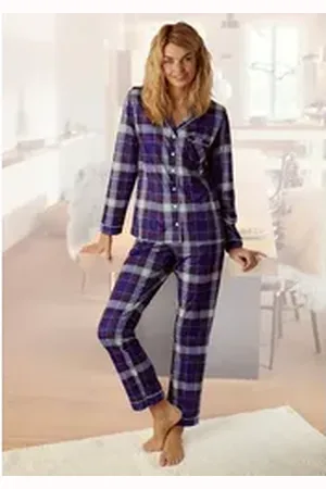 H.I.S H.I.S Pyjama (Set, 2 tlg) aus Flanell mit Allover-Karomuster blau 40