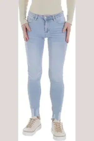 Ital-Design Skinny-fit-Jeans Damen Freizeit (86746081) Destroyed-Look Stretch Skinny Jeans in Hellblau blau S/36