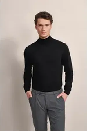 Bugatti Rollkragenpullover aus 100 % Merinowolle schwarz XXL