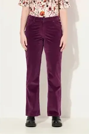 Ulla Popken Regular-fit-Jeans Cordhose Marie Bootcut Komfortbund Biobaumwolle lila 52