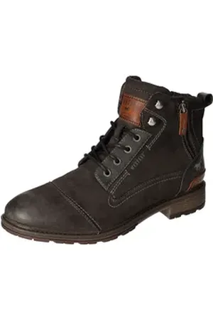 Mustang Shoes Schnürboots Winterboots, Casual Stiefel mit stylischem Logodruck auf der Zunge grau 41 EU