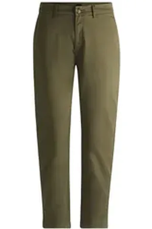 HUGO BOSS ORANGE Webhose C_Tachini2-D mit Leder-Brandlabel am hinteren Bundabschluss grün 36