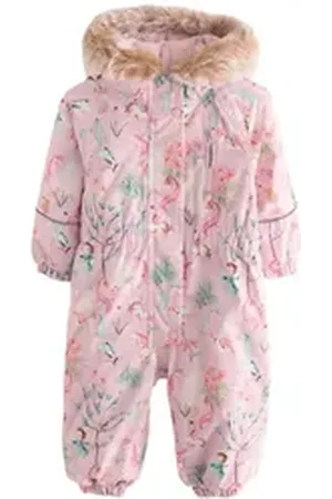 Next Schneeoverall Wasserdichter Schneeanzug mit Print und Kunstfell (1-tlg) rosa 74-80 (9-12 Mon.)