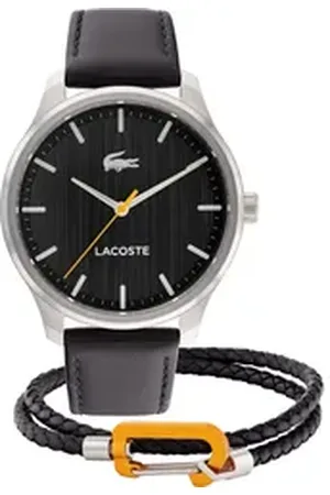 Lacoste Quarzuhr LISBON 2070028, (Set, 2-tlg., mit Lederarmband), Armbanduhr, Herrenuhr, Lederarmband, ideal auch als Geschenk, analog schwarz