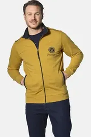 Jan Vanderstorm Sweatjacke ANDTARSEN mit Kontrastdetails gelb 4XL (68/70)