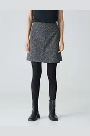 Opus Wickelrock Minirock ROANI BOUCLE A-Linie in Wickel Optik schwarz 34