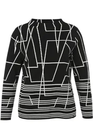 Frapp Stehkragenpullover im grafischen Black & White Design schwarz 44