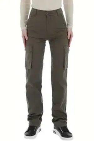 Ital-Design Cargohose Damen Freizeit (86746053) Stretch Stoffhose in Khaki braun L/40