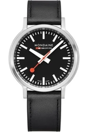 Mondaine Mechanische Uhr stop2go mit Veganem Band Herrenarmbanduhr