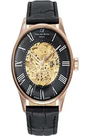 CARL VON ZEYTEN Automatikuhr, Herren Analog Automatik Uhr mit Leder Armband CVZ0011RBK