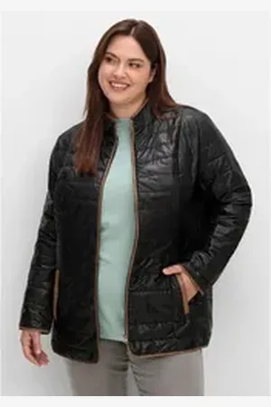 Sheego Steppjacke Große Größen mit Stehkragen und Kontrastdetails schwarz 40