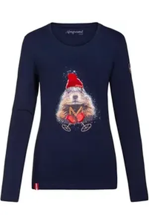Almgwand Trachtenshirt Longsleeve Damen - DEMUTALM - dunkelblau/rot blau|rot L