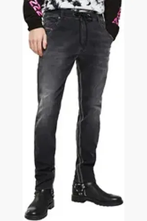 Diesel Tapered-fit-Jeans JoggJeans mit reflektierende Streifen - Krooley 0094Q - W32 L32 schwarz