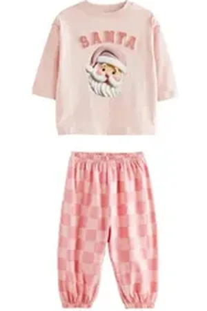 Next Pyjama Weihnachtlicher Schlafanzug mit Jogginghose (2 tlg) rosa 80-86 (12-18 Mon.)