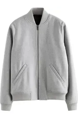 Next Bomberjacke Wattierte Bomberjacke mit Wolle (1-St) grau L