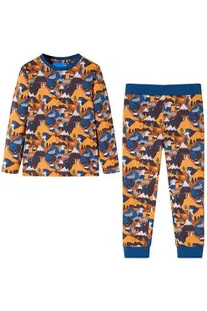 vidaXL Pyjama Kinderpyjama mit Langen Ärmeln Cognac 116 braun 116 (5-6 J)