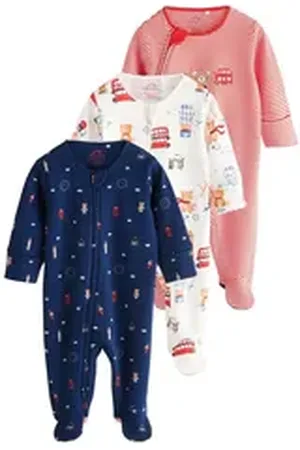 Next Schlafoverall Bestickte Baby-Schlafanzüge, 3er-Pack (3-tlg) rot 80-86 (12-18 Mon.)