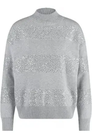 Gerry Weber Rundhalspullover Pullover mit Turtleneck und Dekor grau 40