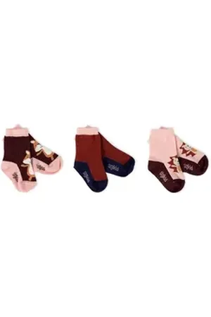 sigikid Socken Baby Socken Set mit 3 Paar Socken, Autumn-Forest (3-Paar) rosa|rot 22/24