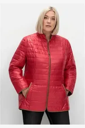 Sheego Steppjacke Große Größen mit Stehkragen und Kontrastdetails rot 54