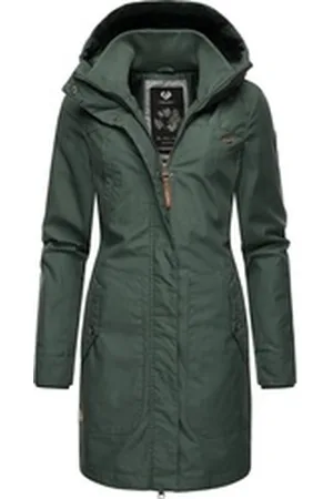 Ragwear Wintermantel Jannisa stylischer Damen Winterparka mit Kapuze grün XXL (44)