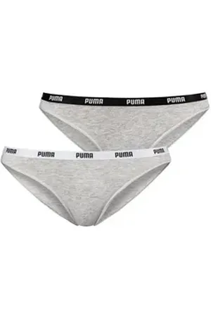 PUMA Bikinislip Iconic (Packung, 2er-Pack) mit schmalem Logo-Webbündchen grau M