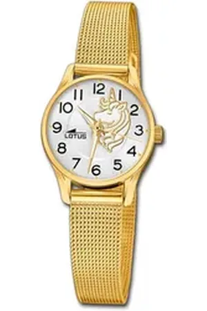 Lotus Quarzuhr Jugend Kinderuhr Edelstahl gold, (Analoguhr) goldfarben