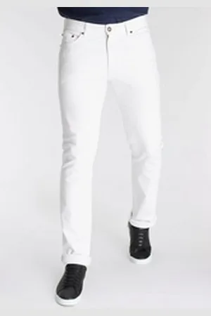 DELMAO Stretch-Jeans "Reed" gerader Beinschnitt, Used-Look-Waschung, niedrige Leibhöhe weiß 42