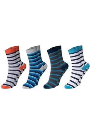 Chili Lifestyle Basicsocken Streifen Kindersocken Baumwolle Ringelsöckchen für Jungen & Mädchen (Multipack, 4-Paar, 4 Farbdesigns) Weichbund ohne Gummidruck blau|bunt|grau 23-26
