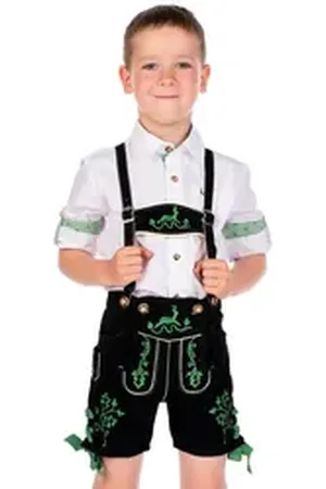 Isar Lederhose Lederhose Kinder - EIKE - schwarz/klee schwarz 152