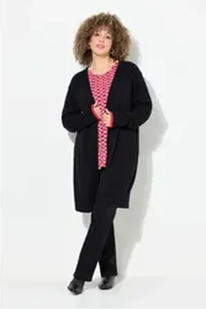 Ulla Popken Strickjacke Strickjacke Lebkuchenmann offene Jacke schwarz 46/48