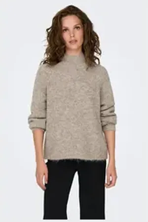 JACQUELINE DE YONG Strickpullover Strickpullover Hoher Kragen Langarm JDYZOEY LIFE L/S HN RAGLAN PUL KNT NOOS grau XS