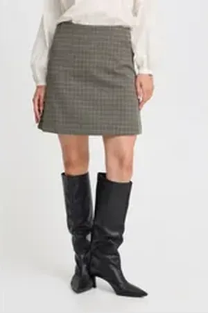 B YOUNG A-Linien-Rock BYROWAN MINI SKIRT - gemusterter Mini-Rock schwarz M