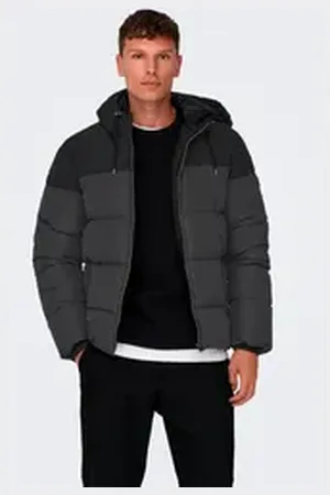 Only & Sons Steppjacke ONSMARLON LIFE HOOD PUFFER JACKET OTW VD grau XL