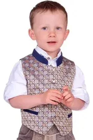 Isar Trachtenjacke Kinderweste - HENNES - beige/marine beige 110