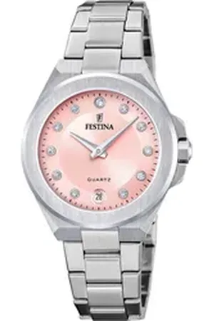 Festina Quarzuhr Mademoiselle F20700/2, Armbanduhr, Damenuhr, Edelstahlarmband, analog, Tag, Zirkonia (synth) silberfarben