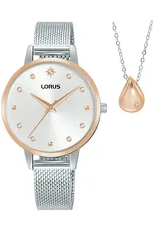 Lorus Quarzuhr Classic RG288XX9, (Set, 2-tlg., Uhr und Kette mit Anhänger), Armbanduhr, Damenuhr, Edelstahlarmband, Ideal auch als Geschenk silberfarben