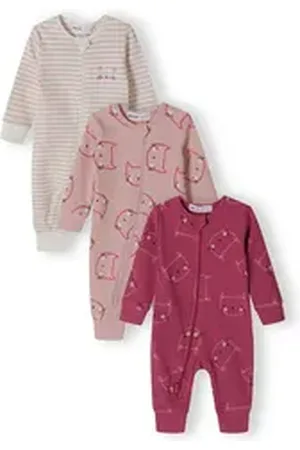 Minoti Schlafoverall Strampler mitReißfverschluss im 3-er Pack (0-24m) rosa 50cm