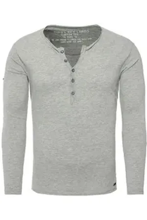 Key Largo Henleyshirt Ginger vintage Look uni Basic MLS00038 mit Knopfleiste unifarben langarm slim fit 3XL