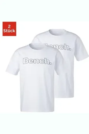 Bench T-Shirt (2-tlg) Shirt mit Logoprint, Basicshirt mit Rundhals aus reiner Baumwolle weiß XL